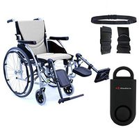 Karman S-Ergo 115 Ultra Lightweight Ergonomic Wheelchair | Seat Size 20" X 17" | Upgraded to Elevating Legrests | Fixed Wheels in Silver & Free 130 dB Black Safety Alarm! + Black Belt!