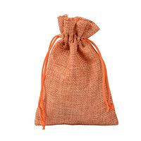 BZCTAH Linen Bags Burlap Jute Bags with Drawstrings, 20 PCS 7 x 9cm Pure Color Multipurpose Linen Gift Bag Jute Hessian Packing Storage Jewelry Pouches for Wedding Party Birthday Christmas, Orange