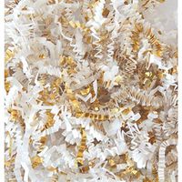 U Choose Size! White & Metallic Gold Gift Basket Shred Crinkle Paper Filler (4oz Bag)
