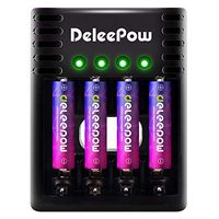 Deleepow Rechargeable Lithium/Li-ion AAA Batteries, 1.5V 800mWh 1500 Cycles AAA Rechargeable Batteries 4-Pack, with 4 Bay Micro USB Charger, 2H Fast Charge Auto-Safety Feature