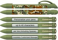 Greeting Pen Personalized Pens-Green Camo Celebrate! Rotating Message Pen - 6 Pack (0533-A-6)