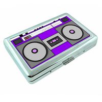 I Love the 80's Pop Icon Boom Box S3 Silver Cigarette Case Metal Wallet Id Holder 4" X 2.75" RFID Protection