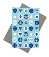 Hanukkah Inspired Blank Notecards ~ Signs of Hanukkah (8 Cards; 3.75" x 5.5"; Blue Envelopes)