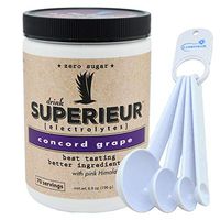 Superieur Electrolytes Hydration Electrolyte Powder with Pink Himalayan Salt 6.9 oz Bundle with a Lumintrail Measuring Spoon Set (Concord Grape)