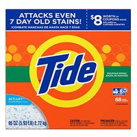 Tide Mountain Spring He Turbo Powder Laundry Detergent 68 Loads, Ultra Mountain Powder, 95 Ounce
