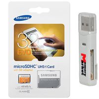 Samsung Evo 32GB MicroSD HC Class 10 UHS-1 Mobile Memory Card for Galaxy A8 A7 Tab A E 3V 9.7 8.0 inch V Plus J5 Grand Neo Plus Max Xcover 3 J1 Z1 with MemoryMarket MicroSD & SD Memory Card Reader