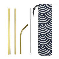 5Pcs Mini Short 160 215Mm Colorful 304 Stainless Steel Straws Reusable Drinking Straw Bent Metal Straw With Cleaner Brush Bag,Gold A