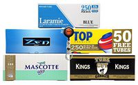 Bundle - 6 Items - King Size"Smooth" Cigarette Tube Sampler 2 with Rolling Paper Depot Lighter Lasso