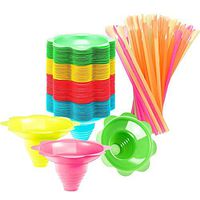 100 Pcs Colorful Flower Cups Reusable Cone Flower Drip Cups Small Bowls Snow Cone Supply Shaved Ice Snacks Ice Cream Bowls with 100 Pcs Cone Spoon Straws