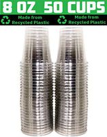 [50 Pack - 8 oz.] Earth - Friendly Eco Crystal Clear R - PET Recycled Plastic Cups [Cups Only, Lids Sold Separately]
