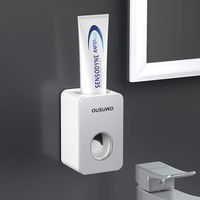 AINAAN Automatic Dispenser Set with Wall Mounted Hands Free Toothpaste Squeezer for Family Washroom Bathroom, 2019, Gray