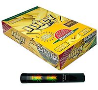Herb Airtight Tube Pocket Protector with Juicy Jay's Banana 1.25 Flavored Hemp Rolling Papers 24 Count Box DC Crafts Nation- Rasta Skull