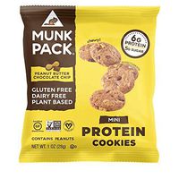 Munk Pack Peanut Butter Chocolate Chip Mini Protein Cookies with 6 Grams of Protein | Cookie Snack Pack | Vegan | Gluten, Dairy and Soy Free | Chewy | 8 Pack