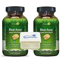 Irwin Naturals Bloat-Away Relief Water Balance Support Replenish Electrolytes & Essential Minerals - 60 (120 Total) Soft-Gels - 2 Pack Bundle with a Lumintrail Pill Case