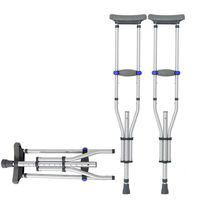 Aluminum Alloy Underarm Crutches Telescopic Adjustable Height Non-Slip Shock Absorber Cane Walker for The Elderly 1 Pair