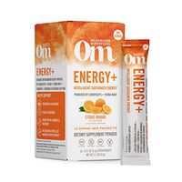 Om Mushroom Superfood Drink Mix, Energy Plus, Citrus Orange, 2.1 Ounce (10 Packets), Cordyceps & Yerba Mate, Immune Support Supplement