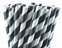 Black Striped Paper Straws - 50 Count