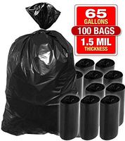 X-Large 65 Gallon Black Trash Bags - 100 Pack Heavy Duty Bags for Garbage, Storage - 1.5 Mil Thick, 50"Wx48"H Industrial Grade Trash Bags for Construction, Yard Work, Commercial Use - by Tougher Goods