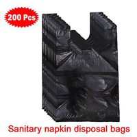 200 Counts Trash Bags, Small Trash Bag with Handles for Travel, Picnic, Car, Offfce (Black)