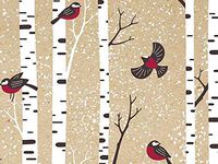 Gift Wrap Paper - 30 inches x 25 feet - Kraft Cardinal Forest