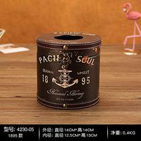 T-ZJHC European Creative Retro Tissue Box Home Room Bedroom Napkins Tray Living Room Coffee Table Storage, Round -1895