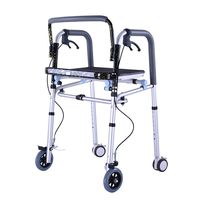 Medical Aluminum Alloy Rollator Walker and Removable Back Support, Padded Seat Adjustable Height with Trigger Release Stand-Assist Folding Walker,Black