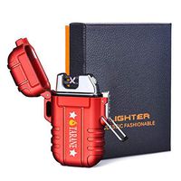 Plasma Lighters, Waterproof Windproof Flameless Lighters Dual Arc USB Electric Lighters Rechargeable for Outdoor/Camping/BBQ/Hiking (Red New)