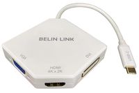 USB-C to HDMI Adapter Thunderbolt 3 with Gold-Plated Connector 3 in 1 Type C Multiport Adapter for HDMI DVI VGA Compatible for Macbook Pro/Dell XPS 13/Chromebook Pixel/Yoga 910/Miix 510