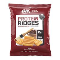 New! Optimum Nutrition High Protein Ridges, Baked Chips, Savory Snack To Go, Gluten Free, Soy Free, Flavor: BBQ, 10 Count