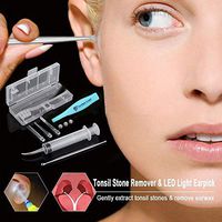 Tonsil Stone Remover Kit with Oral Rinse Tonsil Stone Removal Kit Tool or Ear Cleaner Earwax Removal Tool with 4 Tips Tonsillolith Pick Case and 1 Irrigator Fresh Breath Oral Rinse