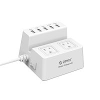ORICO Desktop Power Strip, 2 Outlet 5 USB Charging Station, 5FT Extension Cord for Office,Dorm Room and Nightstand