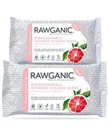 RAWGANIC Gentle Organic Intimate Hygiene Feminine Wipes, Hypoallergenic, Alcohol Free, Flushable and Biodegradable Fragrance-Free Intimate Pre-waxing Wipes (Twin Pack)