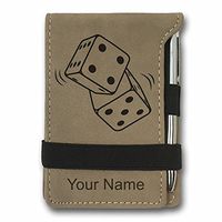 Mini Notepad, Pair of Dice, Personalized Engraving Included (Light Brown)