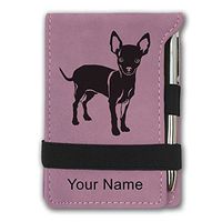 Mini Notepad, Chihuahua Dog, Personalized Engraving Included (Pink)