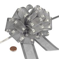 Silver Arabesque Ribbon Bow, 6"