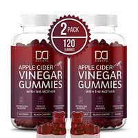 (2 Pack) Organic Apple Cider Vinegar Gummies with The Mother for Immune System - Gummy Alternative to Apple Cider Vinegar Capsules, Pills, ACV Tablets w/Delicious Black Cherry Flavor, 120 Gummy Bears