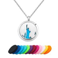 CLY Jewelry Aromatherapy Essential Oil Diffuser Necklace Stainless Steel Pendant Design of Statue Liberty Love Freedom Gift with Refill Pads