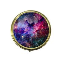 Custom Fashion Round Pill Box Medicine Tablet Holder Wallet Organizer Case for Pocket or Purse (Nebula and Galaxies in Space)