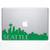 The Decal Guru Seattle Skyline Decal Vinyl Sticker, 13" MacBook Air, Green (2331-MAC-13A-LG)