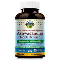 Organic Ashwagandha Root Extract with Black Pepper Extract 2100mg, 90 Veggie Capsules, Anxiety & Stress Relief, Cortisol & Adrenal Support
