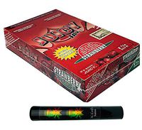 Herb Airtight Tube Pocket Protector with Juicy Jay's Strawberry 1.25 Flavored Hemp Rolling Papers 24 Count Box DC Crafts Nation- Rasta Skull