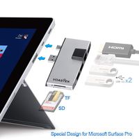 Microsoft Surface Pro Hub, VOASTEK Surface Pro Dock with Dual USB 3.0 Hub Expansion, Mini DP to 4K HDMI, RJ45 LAN Port and SD/Micro SD Card Slots Reader Compatible Microsoft Surface Pro 6/Pro 5