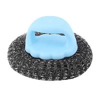 uxcell Plastic Handle Metal Wire Ball Household Kitchen Pot Pan Cleaning Clean Brush Blue