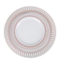 60-Pack of Luxury Disposable Plastic Plates for Upscale Parties- 30x10.25" inch Dinner Plates/ 30x 7.5" Dessert/Salad Plates – Lace Trim Designs in Gold, Silver and Rose Gold– Exquisite (Rose Gold)