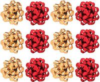 PMU Decorative Confetti Gift Bows, Assorted Metallic Gold and Red (12/Pkg) Pkg/1