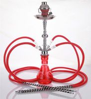 4 hose 23" Shabab Red Hookah Shisha Nargila water glass vase pipes smoke sale