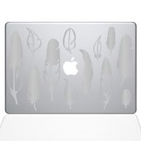 The Decal Guru Woodland Feathers MacBook Decal Vinyl Sticker - 13" MacBook Pro (2015 & Older) - Silver (1267-MAC-13P-S)