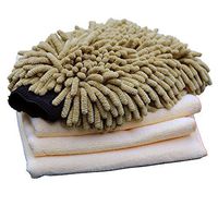 VANDEK Premium Chenille Car Wash Mitt with 3 Microfiber Towels Interior Exterior Car Cleaning