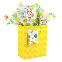 Hallmark 9" Medium Gift Bag with Tissue Paper (Yellow Chevrons) for Birthdays, Baby Showers, Bridal Showers, Mothers Day, Easter and More