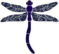Dragonfly Ceramic Swimming Pool Mosaic (20" x 18", Dark Blue)